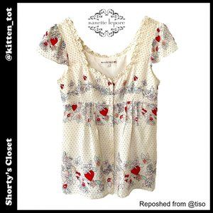 Like new! PRECIOUS tattoo-print silk blouse